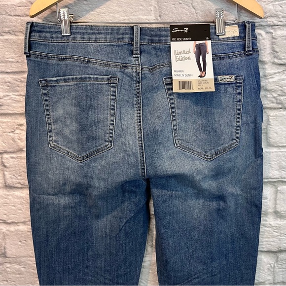 NWT Seven7 Size 16 Mid Rise Skinny Starling  Pearl Jeans Fashion Novelty Denim - Picture 10 of 10